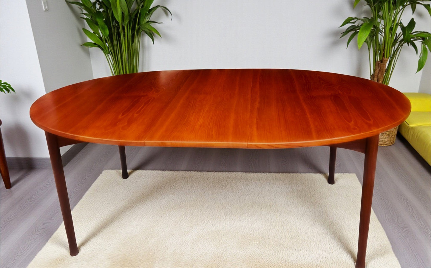 REFINISHED Mid Century Modern Teak Table Oval w 2 Leaves 60"-92"