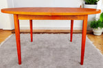 REFINISHED Mid Century Modern Teak Table Oval w 2 leaves 59