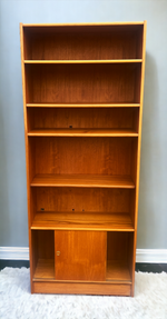 RESTORED Danish Mid Century Modern Teak Bookcase w doors  H 76