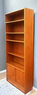 RESTORED Danish Mid Century Modern Teak Bookcase w doors  H 76