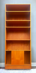 RESTORED Danish Mid Century Modern Teak Bookcase w doors  H 76