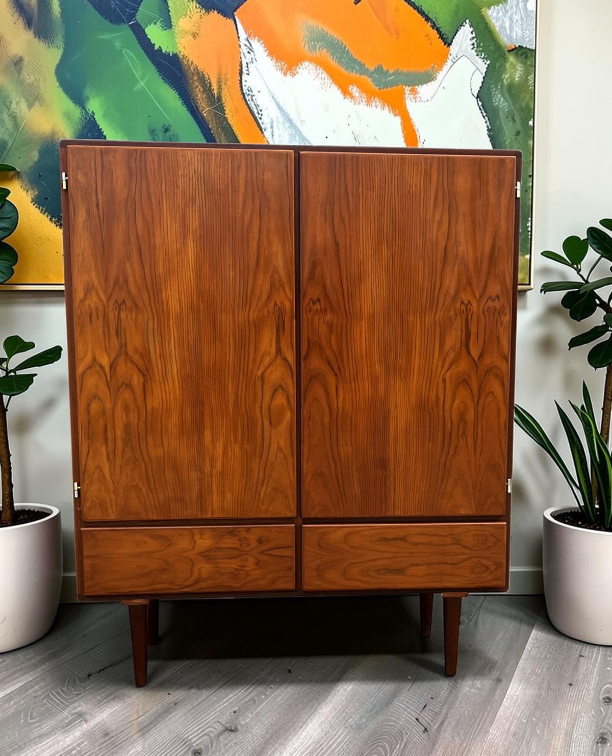 REFINISHED Mid Century Modern Teak Wardrobe or Gentleman's Chest 42