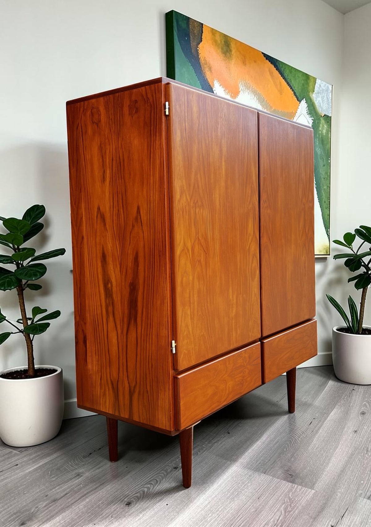 REFINISHED Mid Century Modern Teak Wardrobe or Gentleman's Chest 42