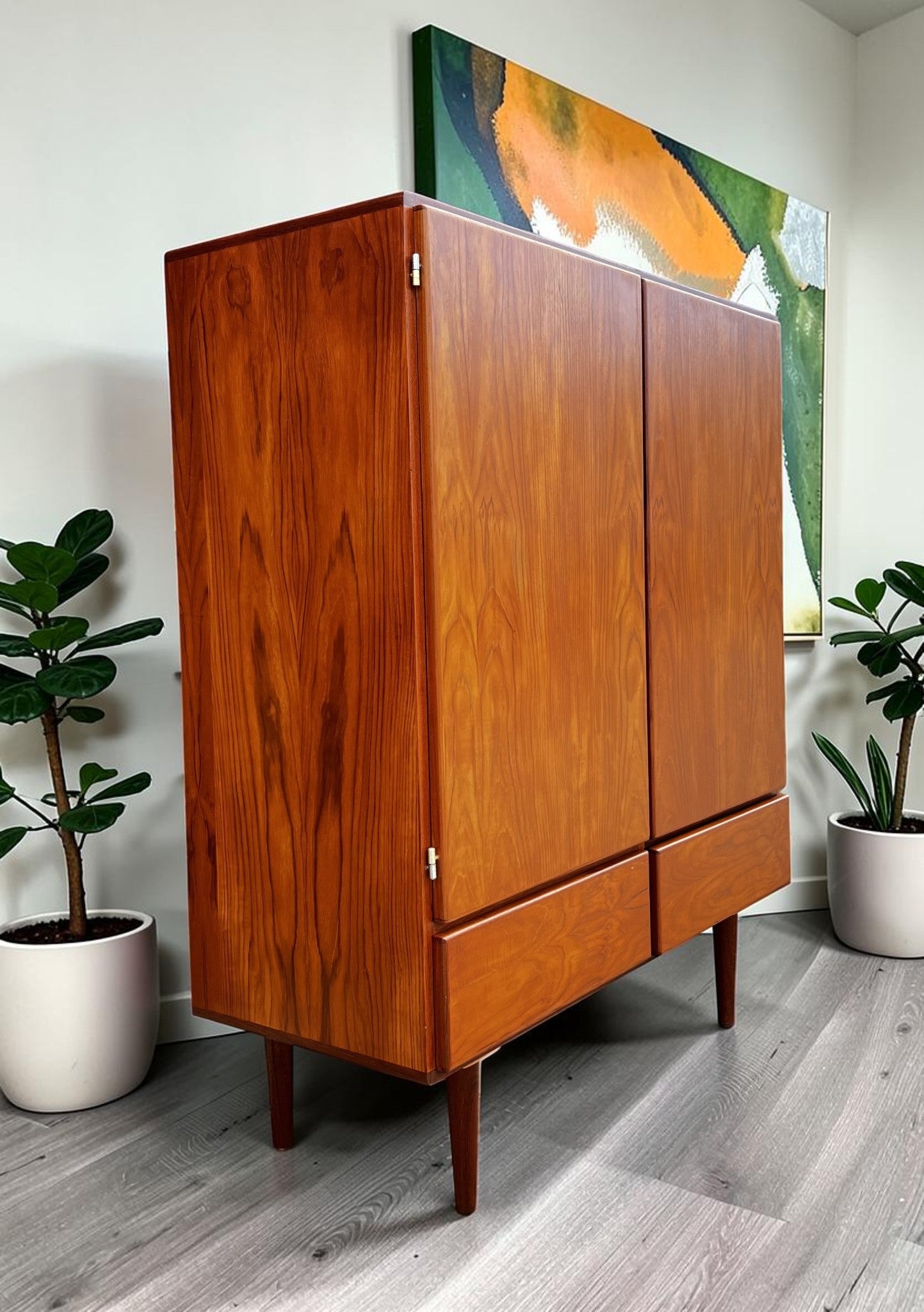 REFINISHED Mid Century Modern Teak Wardrobe or Gentleman's Chest 42"