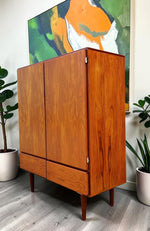 REFINISHED Mid Century Modern Teak Wardrobe or Gentleman's Chest 42