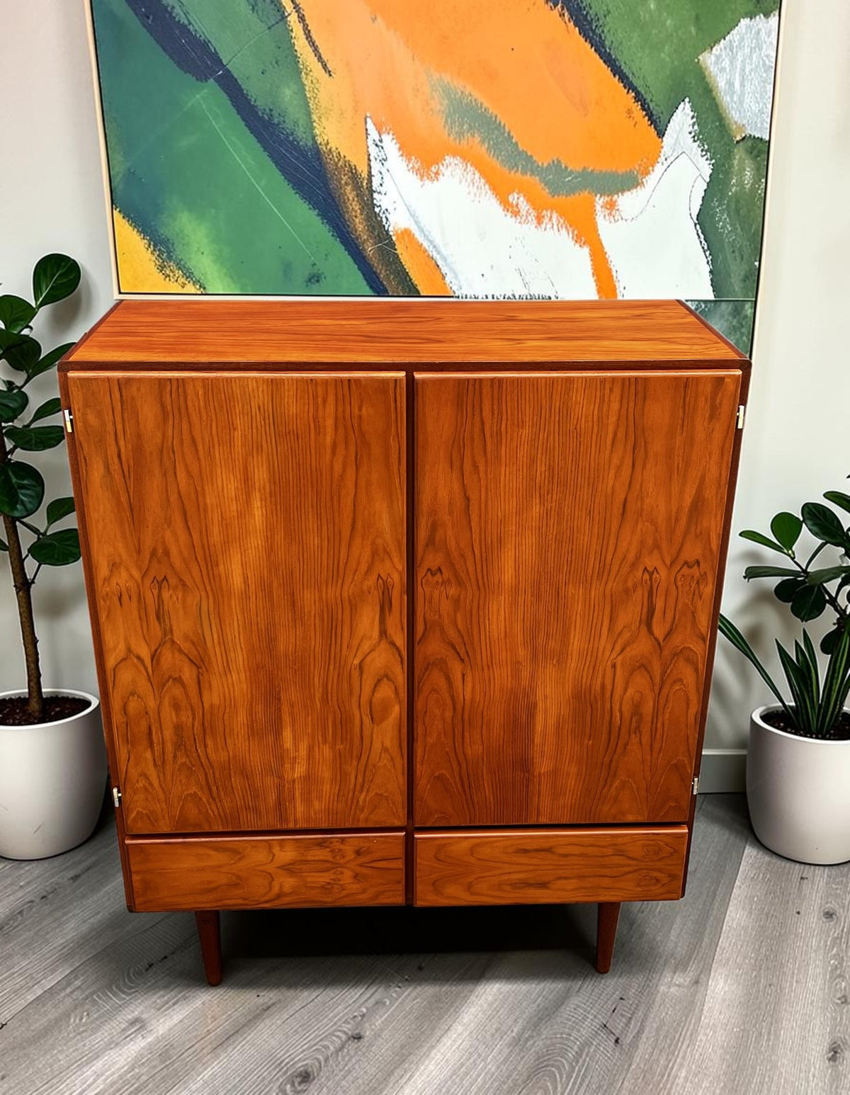 REFINISHED Mid Century Modern Teak Wardrobe or Gentleman's Chest 42