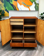 REFINISHED Mid Century Modern Teak Wardrobe or Gentleman's Chest 42