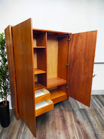 REFINISHED Mid Century Modern Teak Wardrobe or Gentleman's Chest 4 ft 6