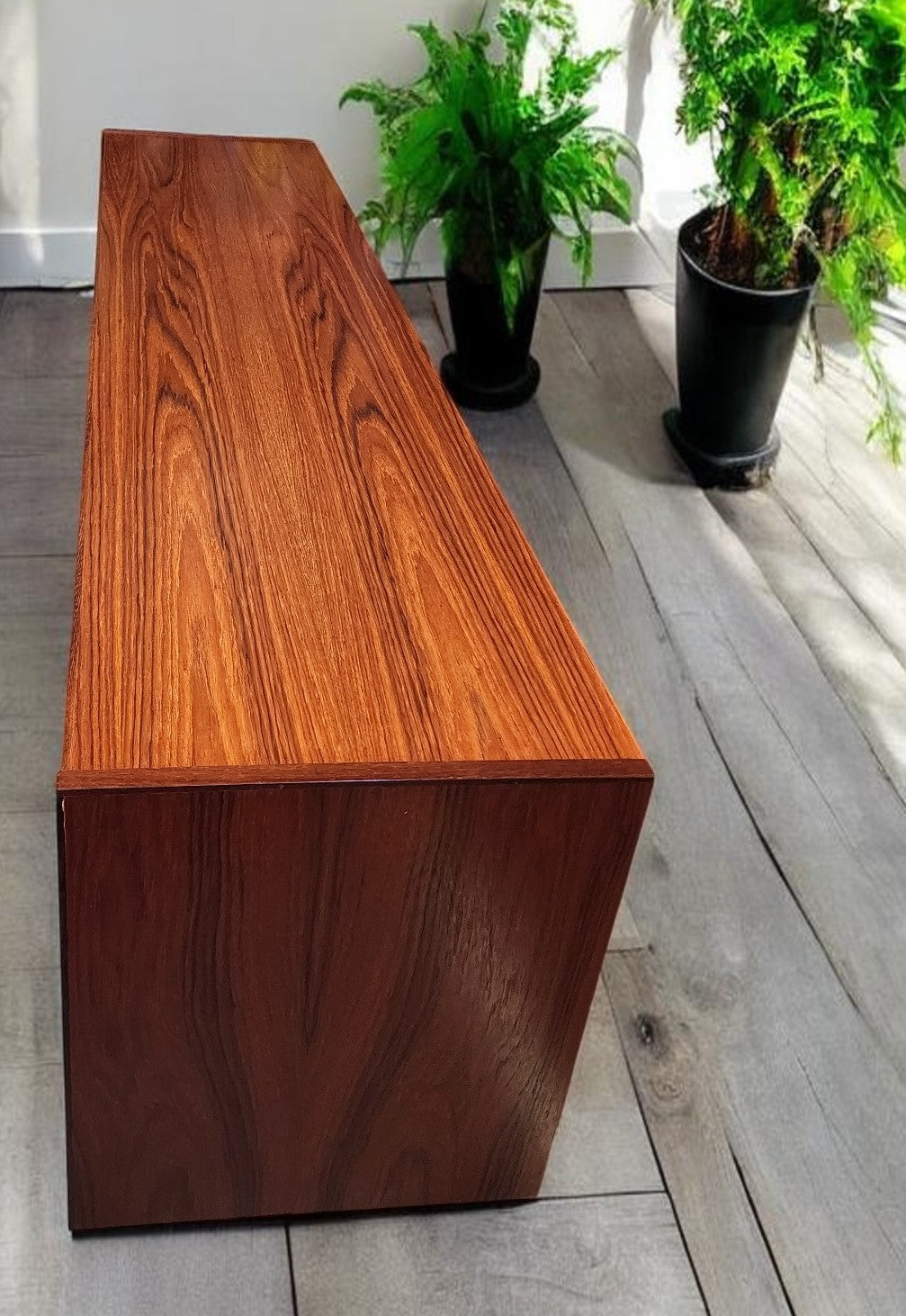 REFINISHED Mid Century Modern Teak Dresser 9 Drawers, Narrow