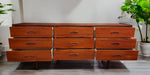 REFINISHED Mid Century Modern Teak Dresser 9 Drawers, Narrow 3