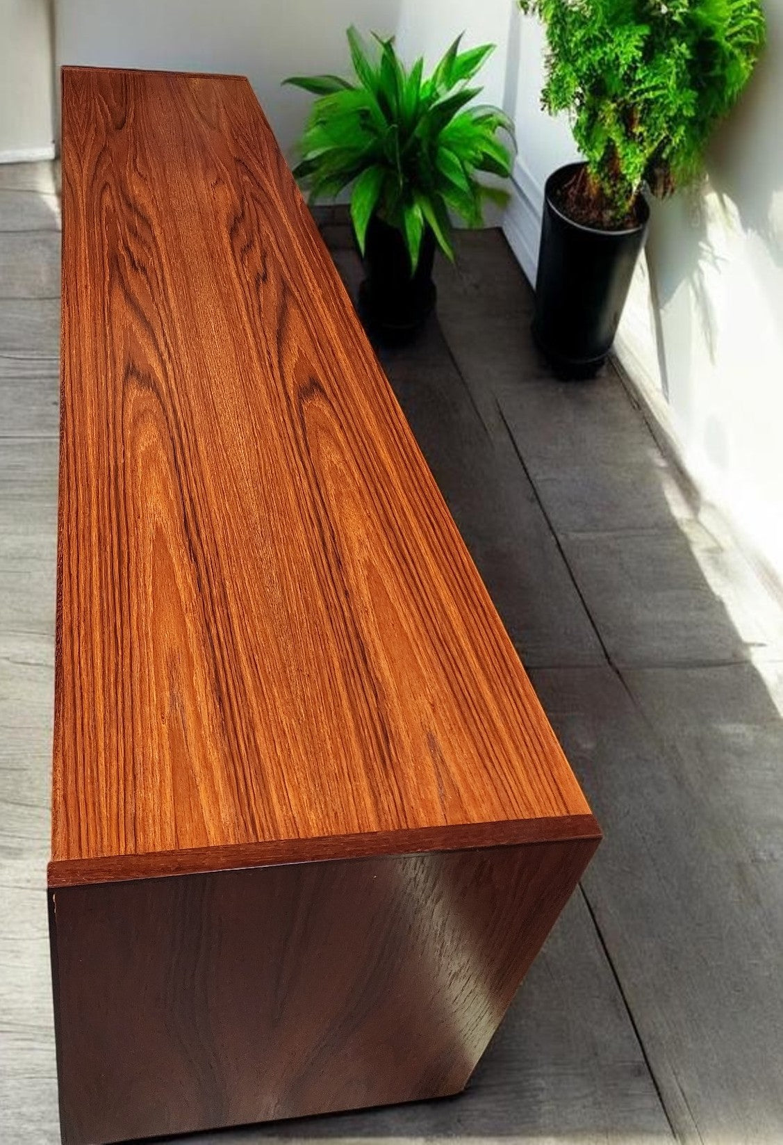 REFINISHED Mid Century Modern Teak Dresser 9 Drawers, Narrow