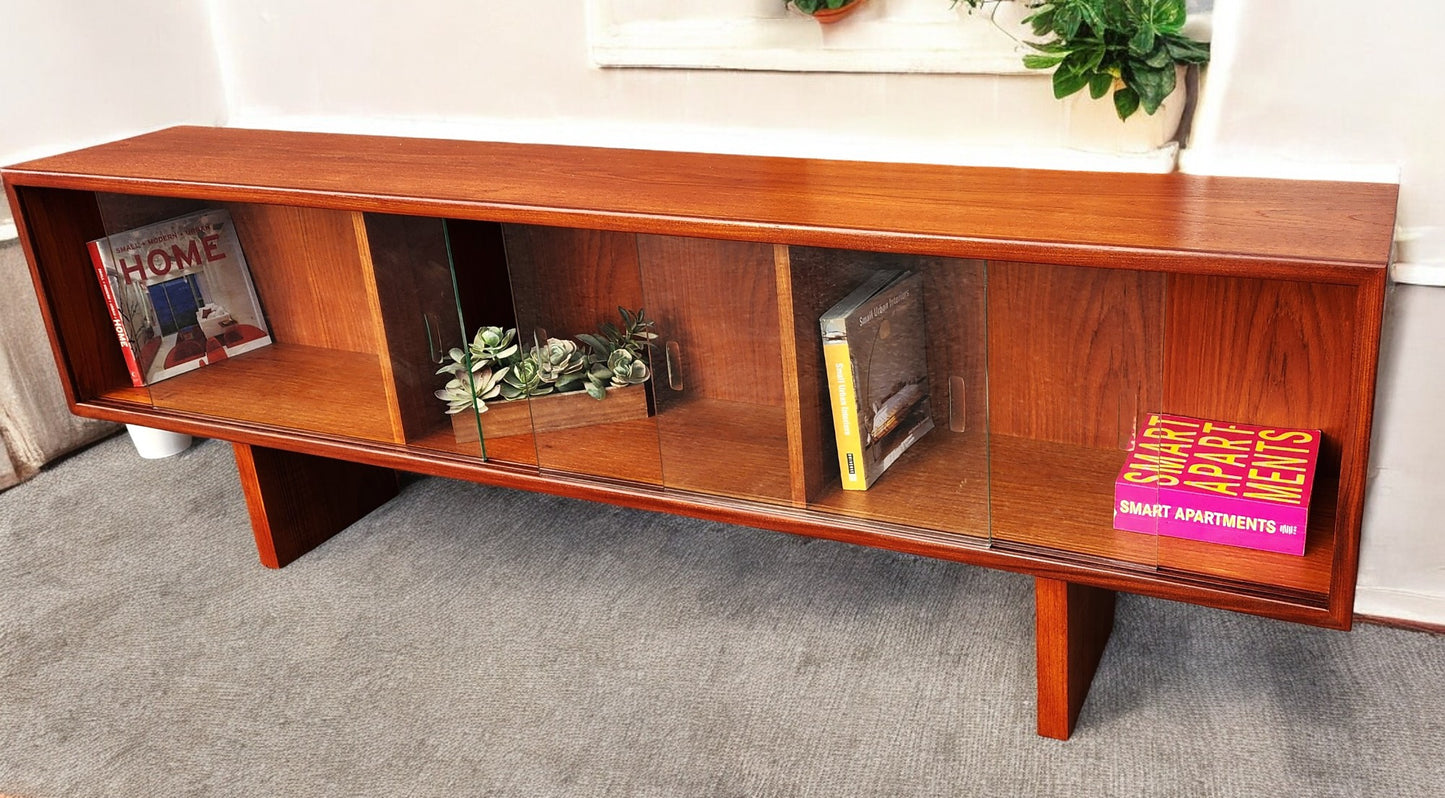 REFINISHED Mid Century Modern Teak TV Console/ Bookcase by RS Associates, 72"