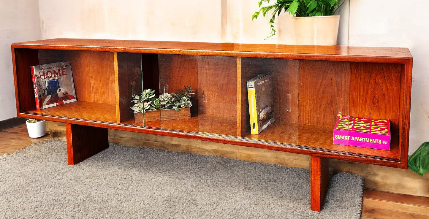 REFINISHED Mid Century Modern Teak TV Console/ Bookcase by RS Associates, 72"