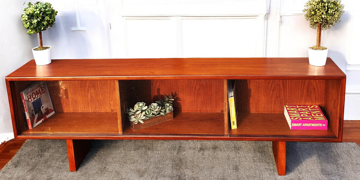 REFINISHED Mid Century Modern Teak TV Console/ Bookcase by RS Associates, 72"