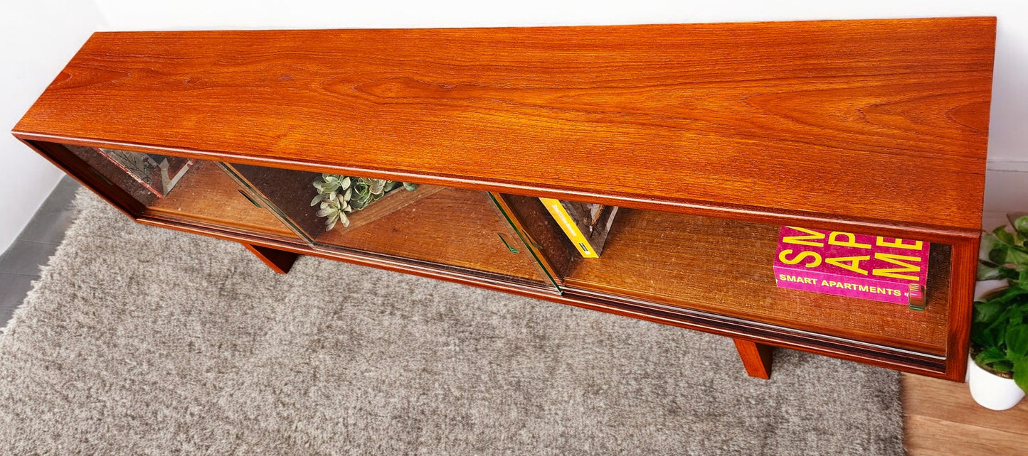 REFINISHED Mid Century Modern Teak TV Console/ Bookcase by RS Associates, 72"