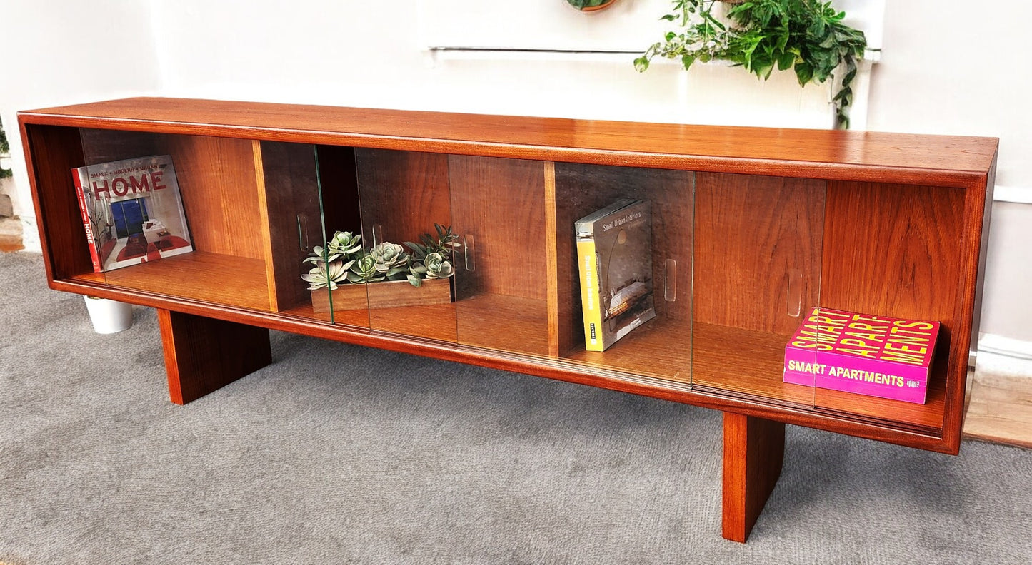 REFINISHED Mid Century Modern Teak TV Console/ Bookcase by RS Associates, 72"