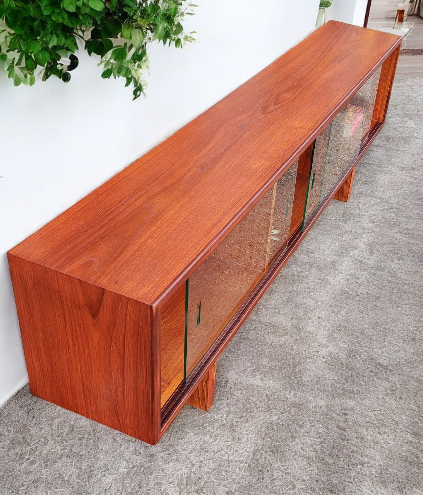 REFINISHED Mid Century Modern Teak TV Console/ Bookcase by RS Associates, 72"