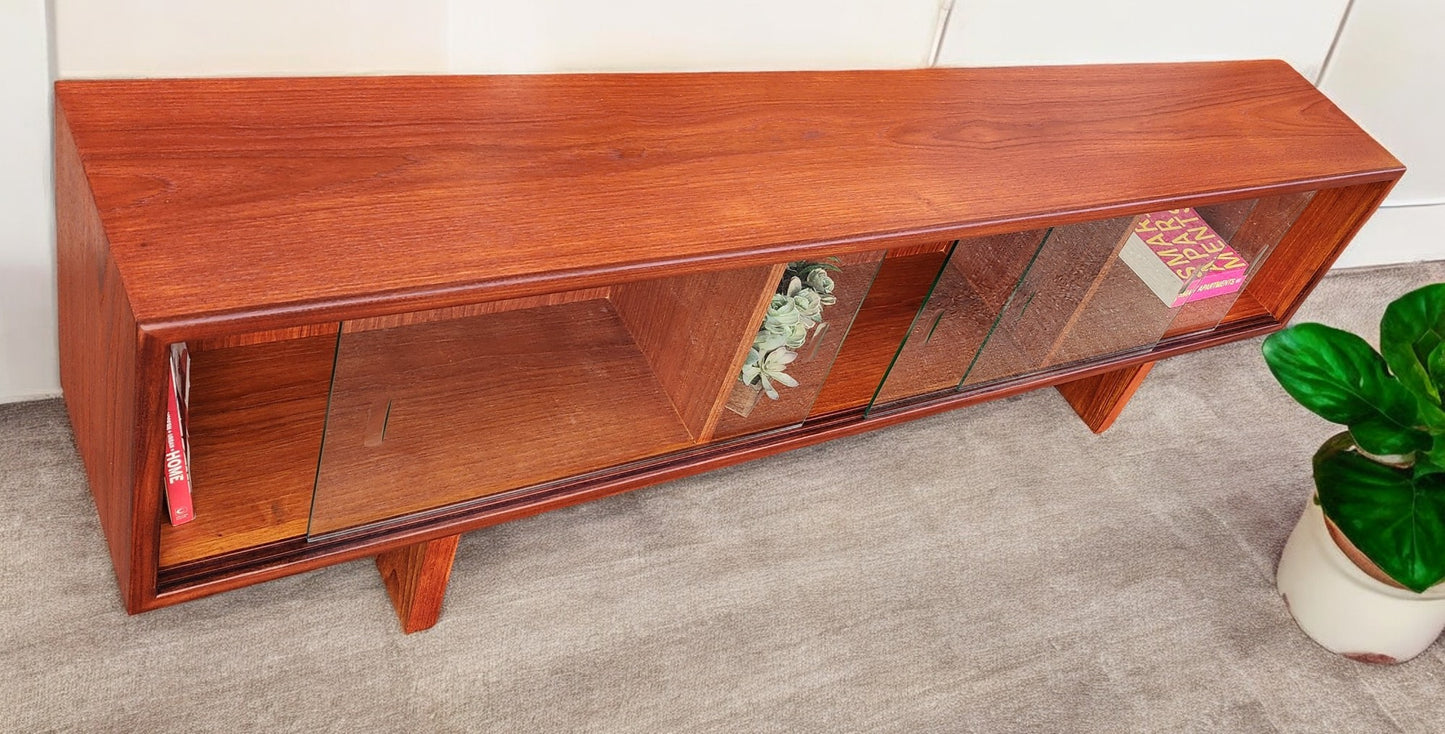 REFINISHED Mid Century Modern Teak TV Console/ Bookcase by RS Associates, 72"