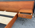 REFINISHED Mid Century Modern Teak Queen Bed w Nightstands & Headboard 9