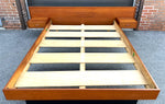 REFINISHED Mid Century Modern Teak Queen Bed w Nightstands & Headboard 10