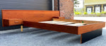 REFINISHED Mid Century Modern Teak Queen Bed w Nightstands & Headboard 2