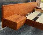 REFINISHED Mid Century Modern Teak Queen Bed w Nightstands & Headboard 8