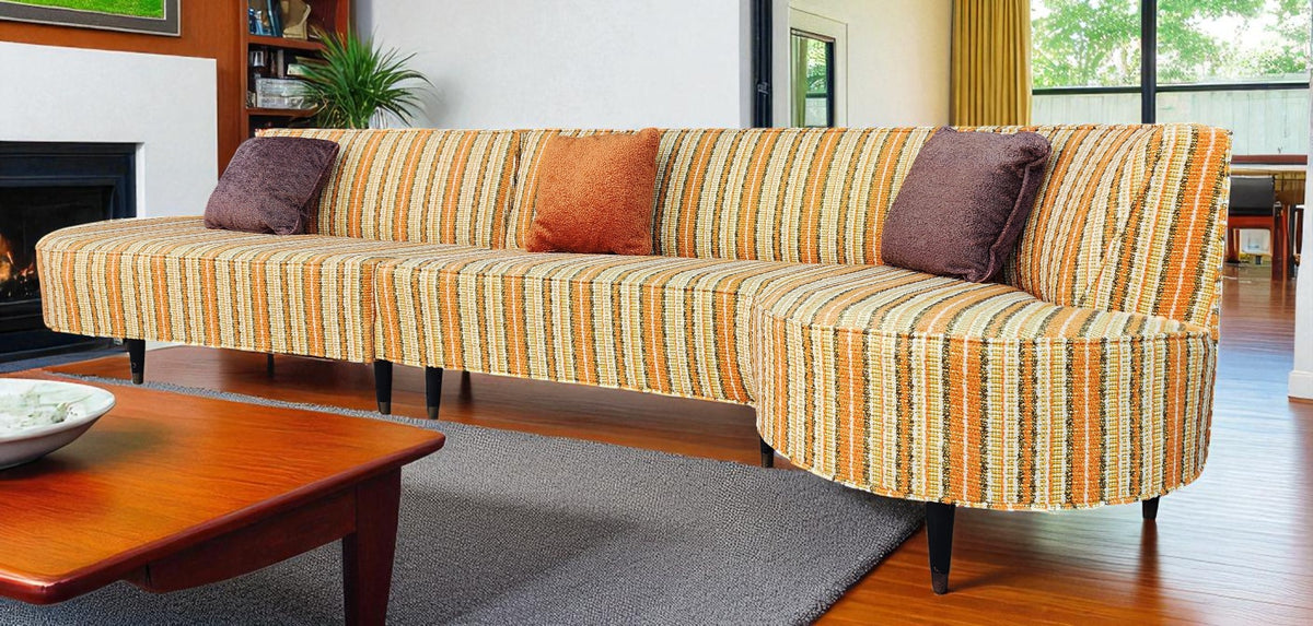 Mid Century Modern V. Kagan style 2-piece Curved Sectional Sofa, NEW FOAM