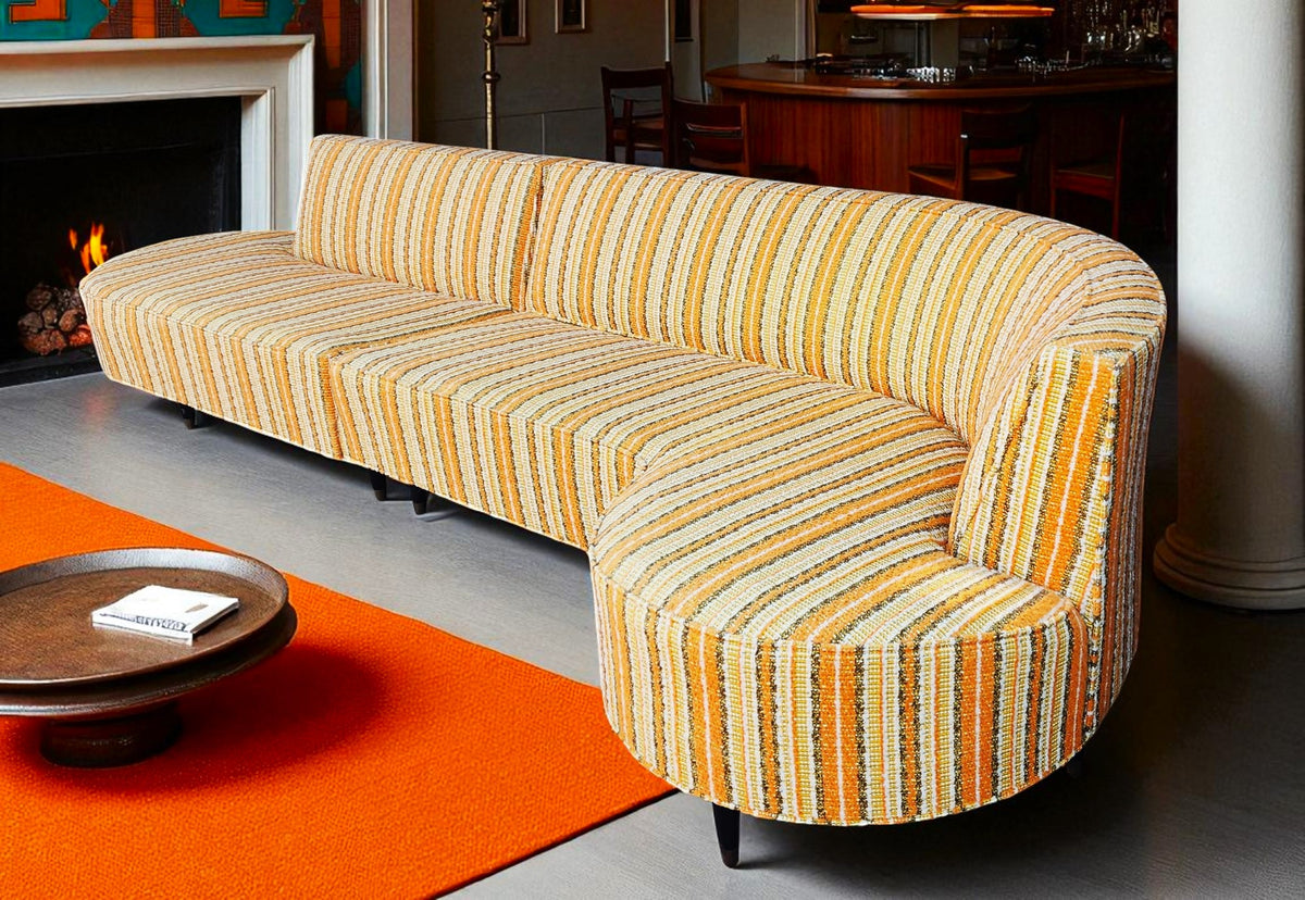 Mid Century Modern V. Kagan style 2-piece Curved Sectional Sofa, NEW FOAM