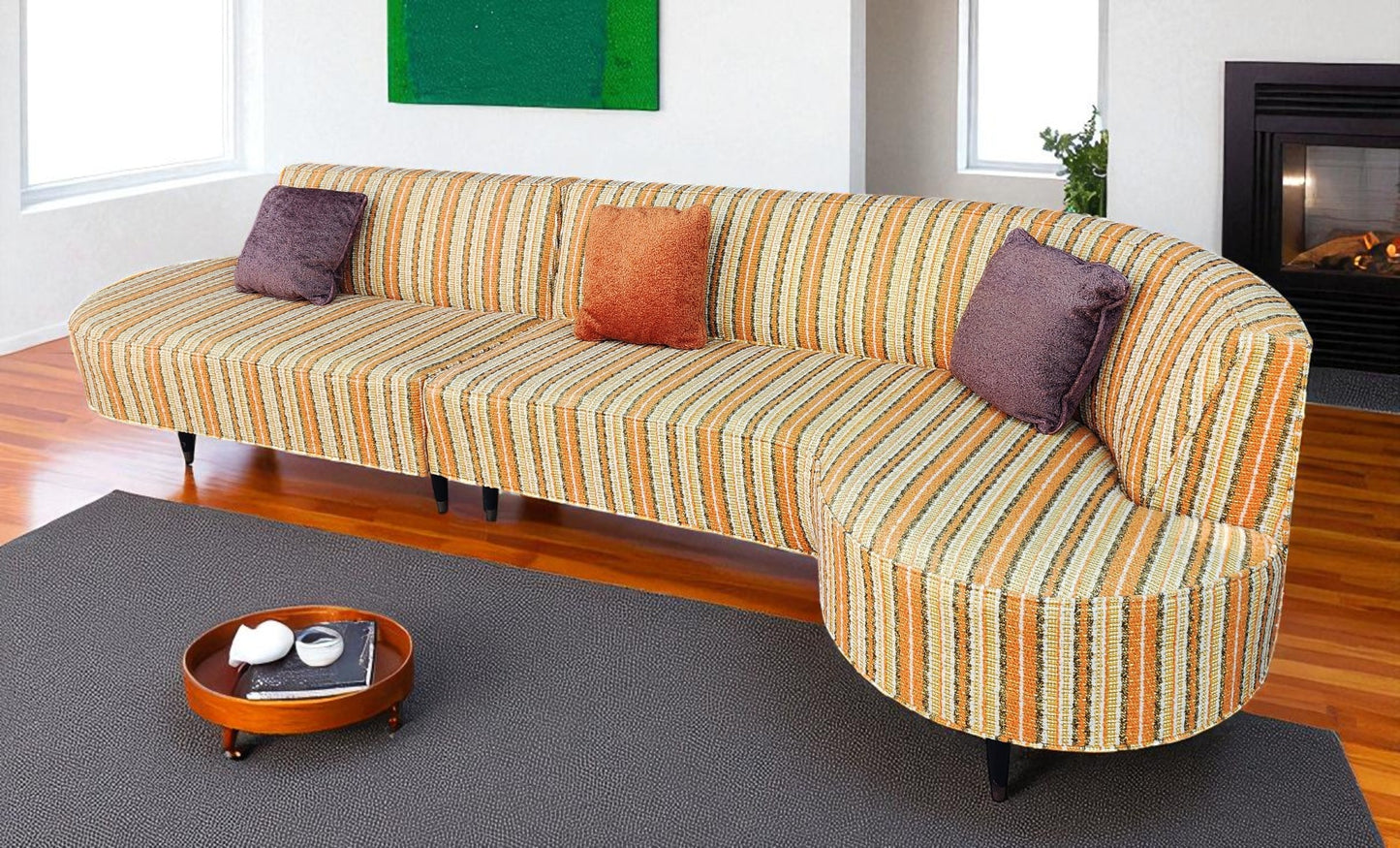 Mid Century Modern V. Kagan style 2-piece Curved Sectional Sofa