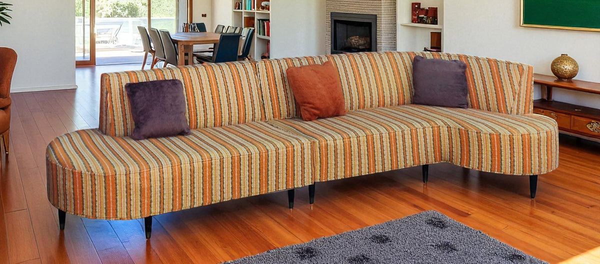 Mid Century Modern V. Kagan style 2-piece Curved Sectional Sofa, NEW FOAM