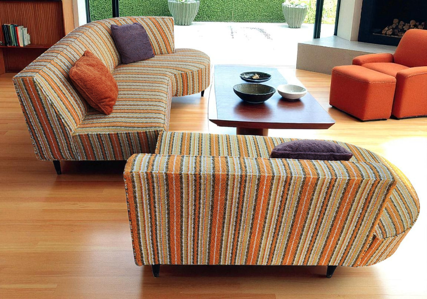 Mid Century Modern V. Kagan style 2-piece Curved Sectional Sofa