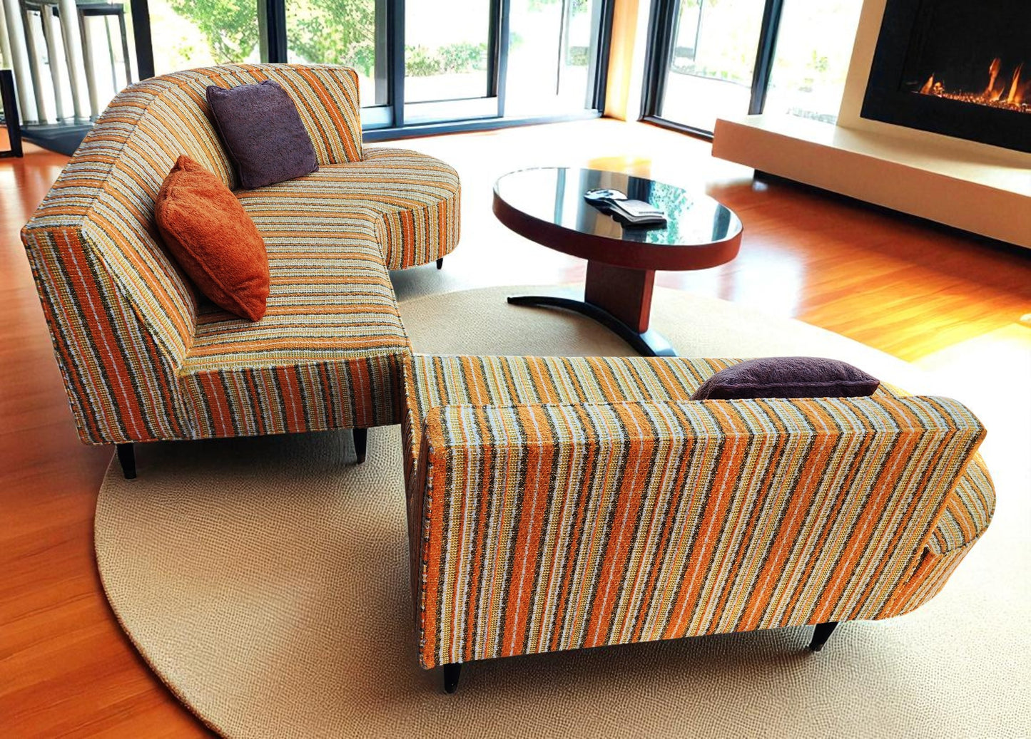 Mid Century Modern V. Kagan style 2-piece Curved Sectional Sofa