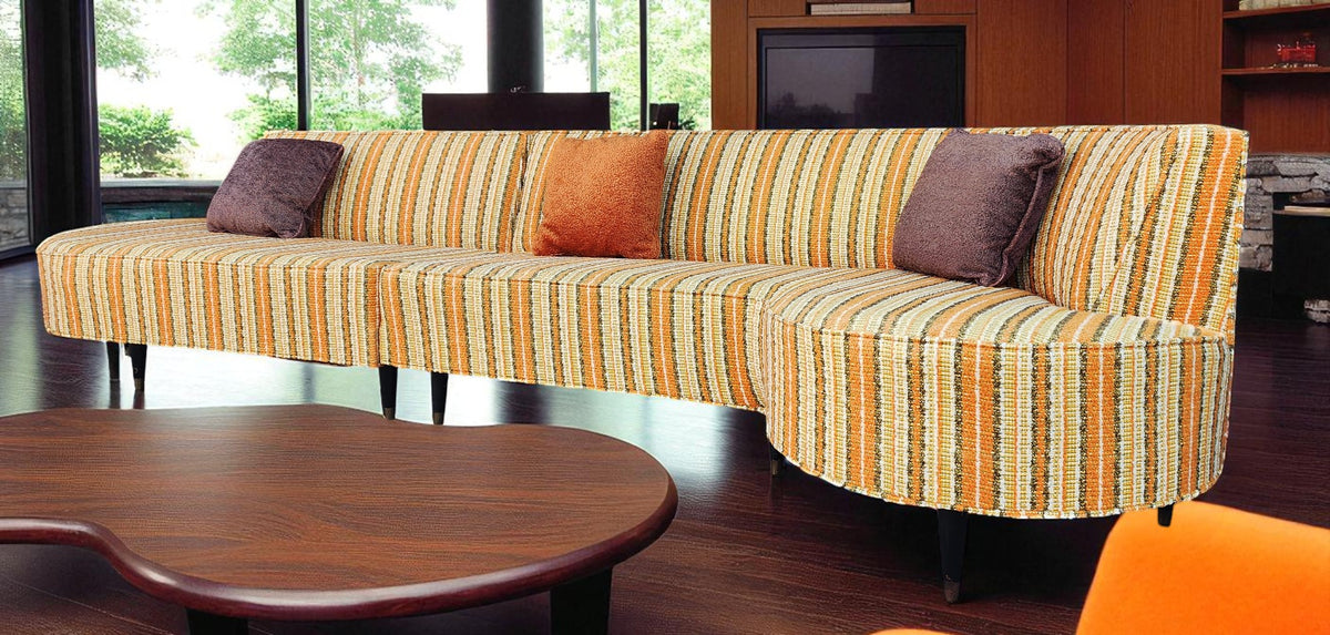 Mid Century Modern V. Kagan style 2-piece Curved Sectional Sofa, NEW FOAM
