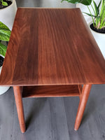2 REFINISHED MCM SOLID Teak Accent Tables with Shelves by Imperial 10