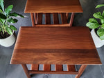 2 REFINISHED MCM SOLID Teak Accent Tables with Shelves by Imperial 3
