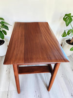 2 REFINISHED MCM SOLID Teak Accent Tables with Shelves by Imperial 6
