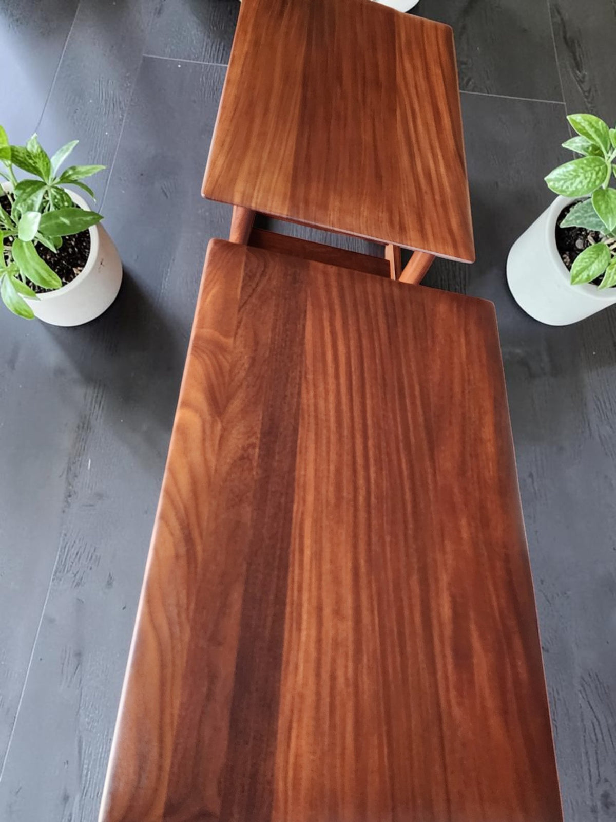 2 REFINISHED MCM SOLID Teak Accent Tables with Shelves by Imperial