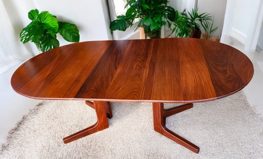 REFINISHED Mid Century Modern SOLID Teak Table by J.Kuypers 58"-76"