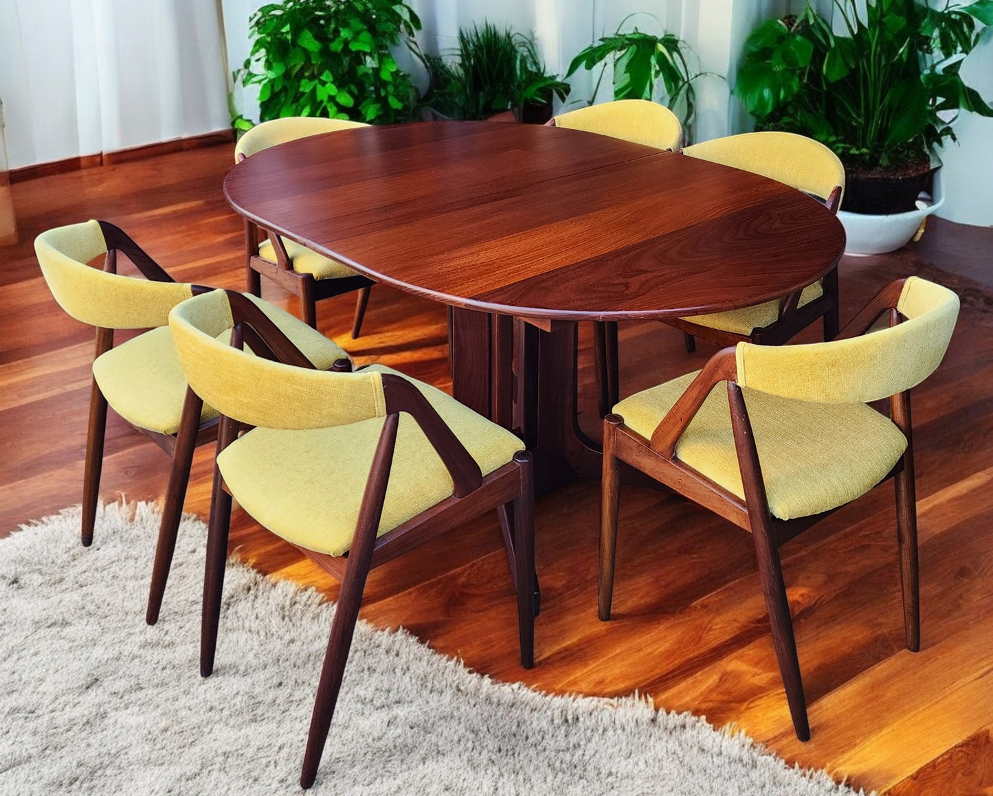 REFINISHED Mid Century Modern SOLID Teak Table by J.Kuypers 58"-76"