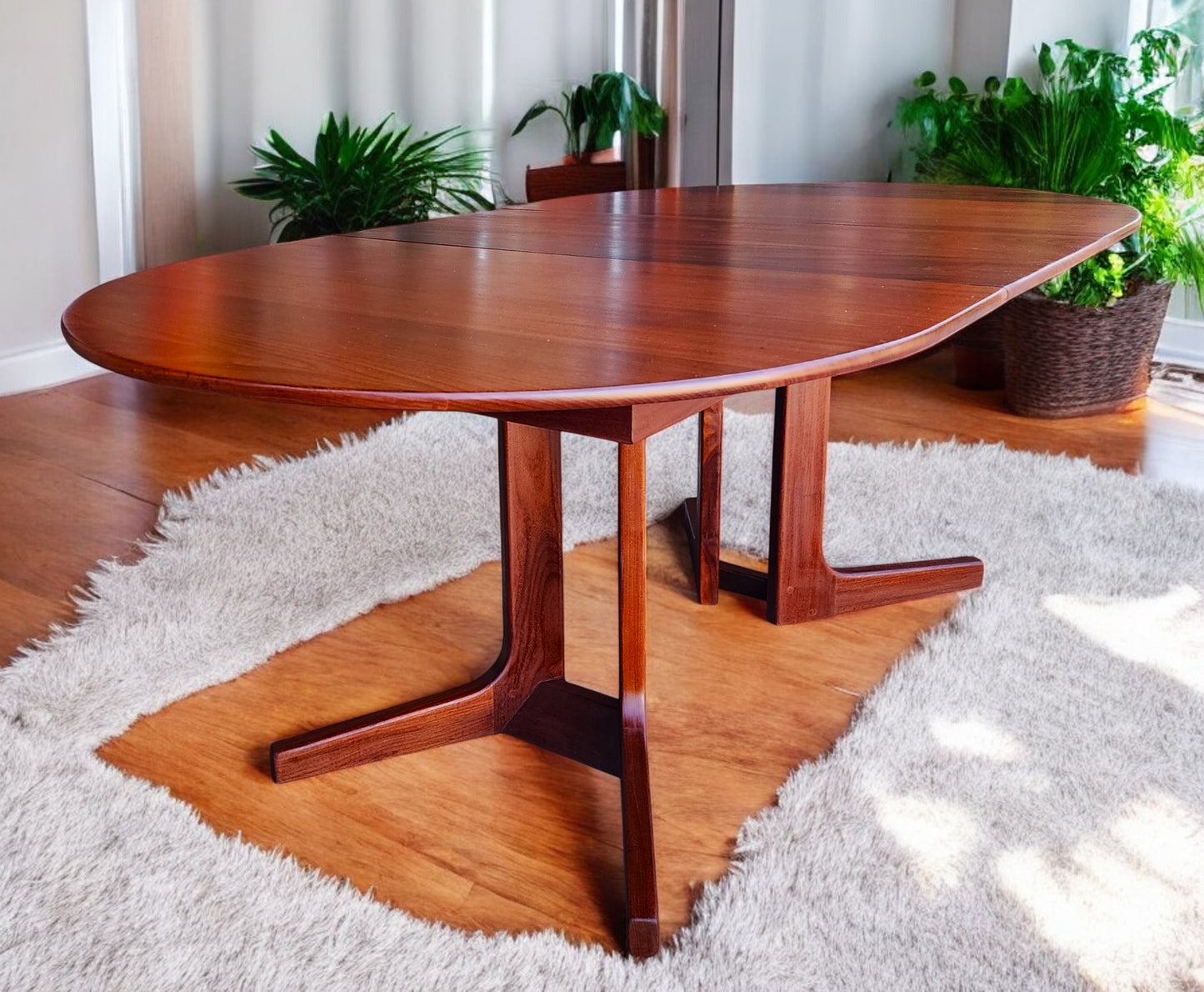 REFINISHED Mid Century Modern SOLID Teak Table by J.Kuypers 58"-76"