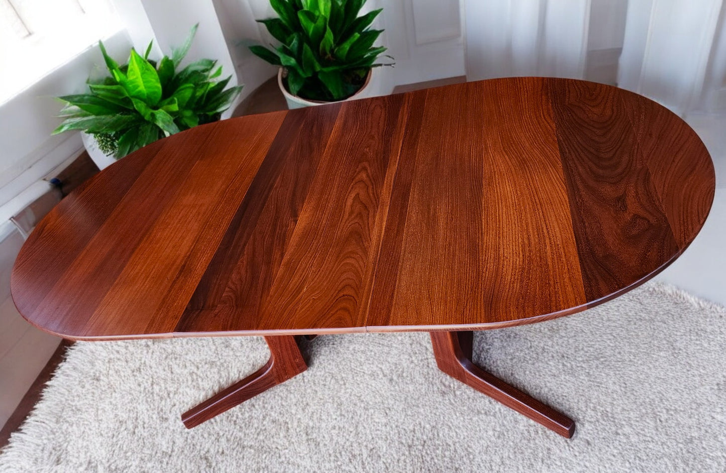 REFINISHED Mid Century Modern SOLID Teak Table by J.Kuypers 58"-76"