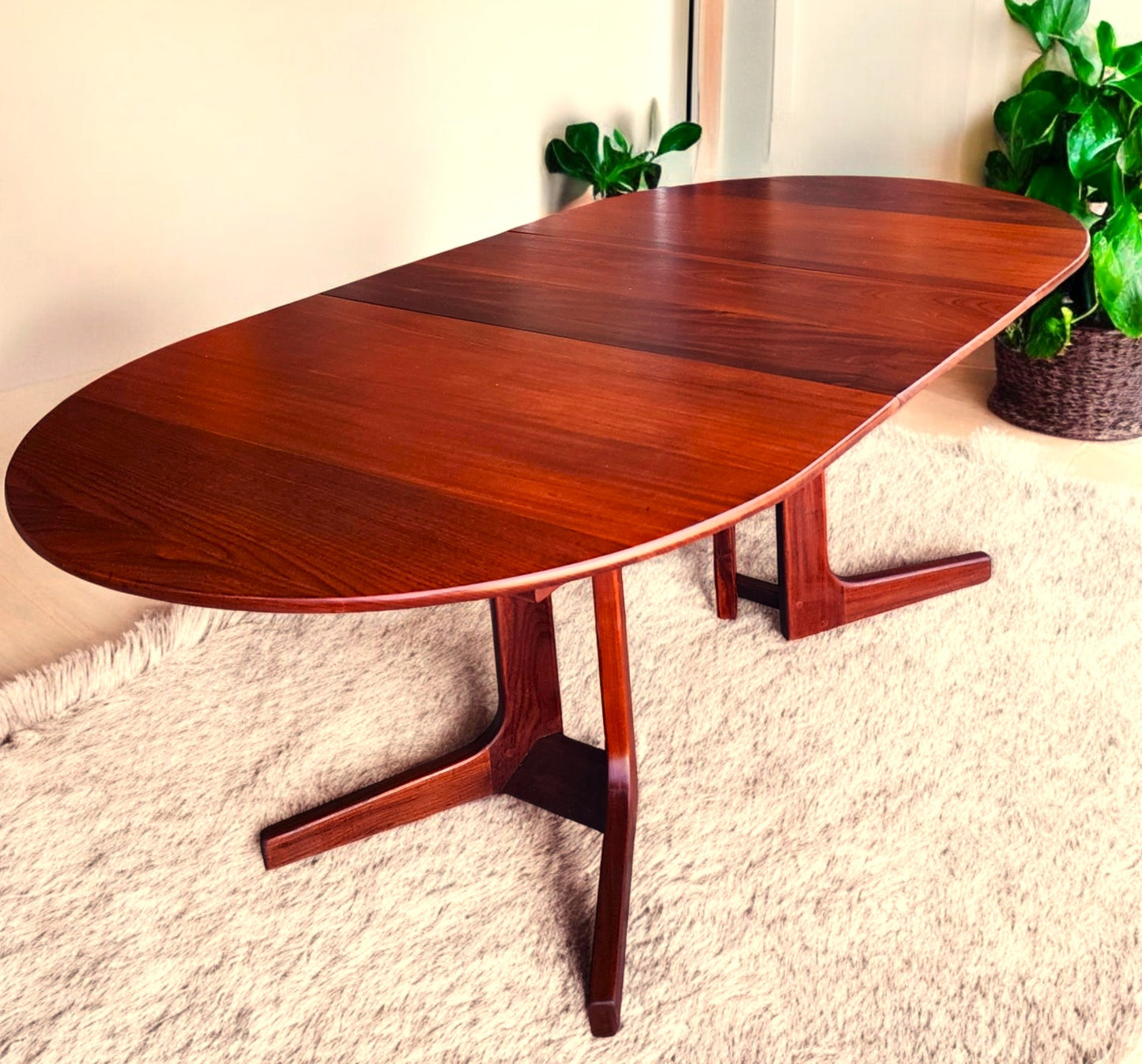 REFINISHED Mid Century Modern SOLID Teak Table by J.Kuypers 58"-76"