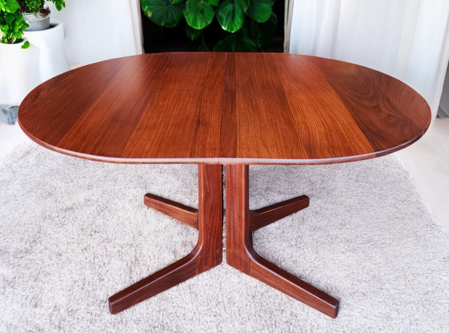 REFINISHED Mid Century Modern SOLID Teak Table by J.Kuypers 58"-76"