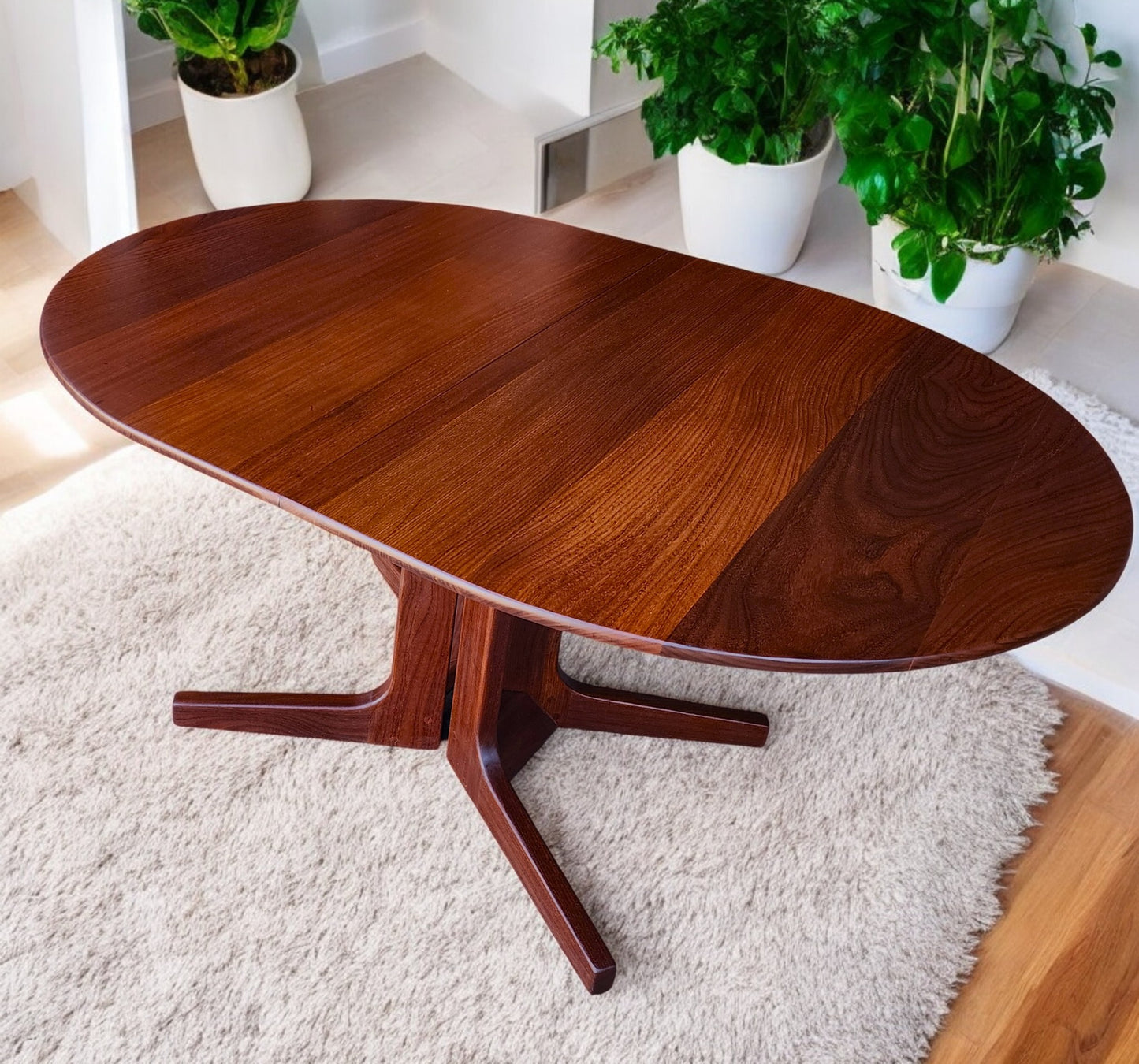 REFINISHED Mid Century Modern SOLID Teak Table by J.Kuypers 58"-76"