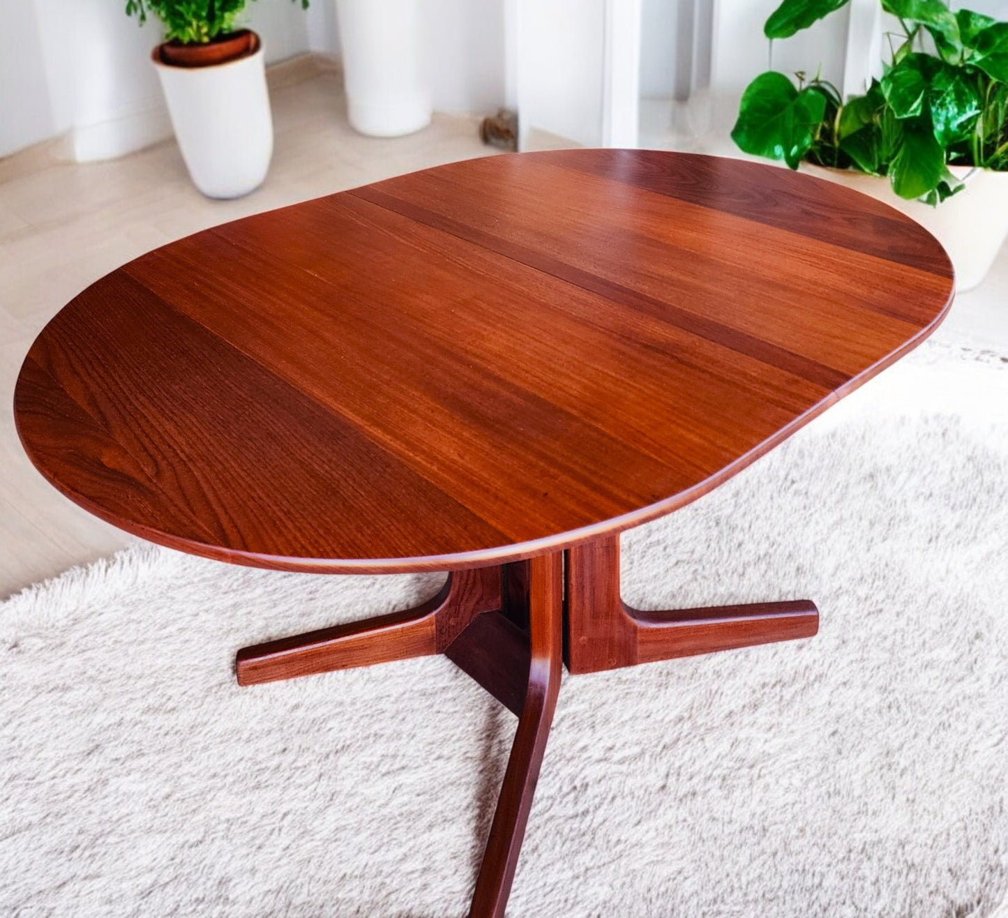 REFINISHED Mid Century Modern SOLID Teak Table by J.Kuypers 58"-76"