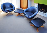 2 Mid Century Modern Pod Chairs by Overman with free Foot Stools 10