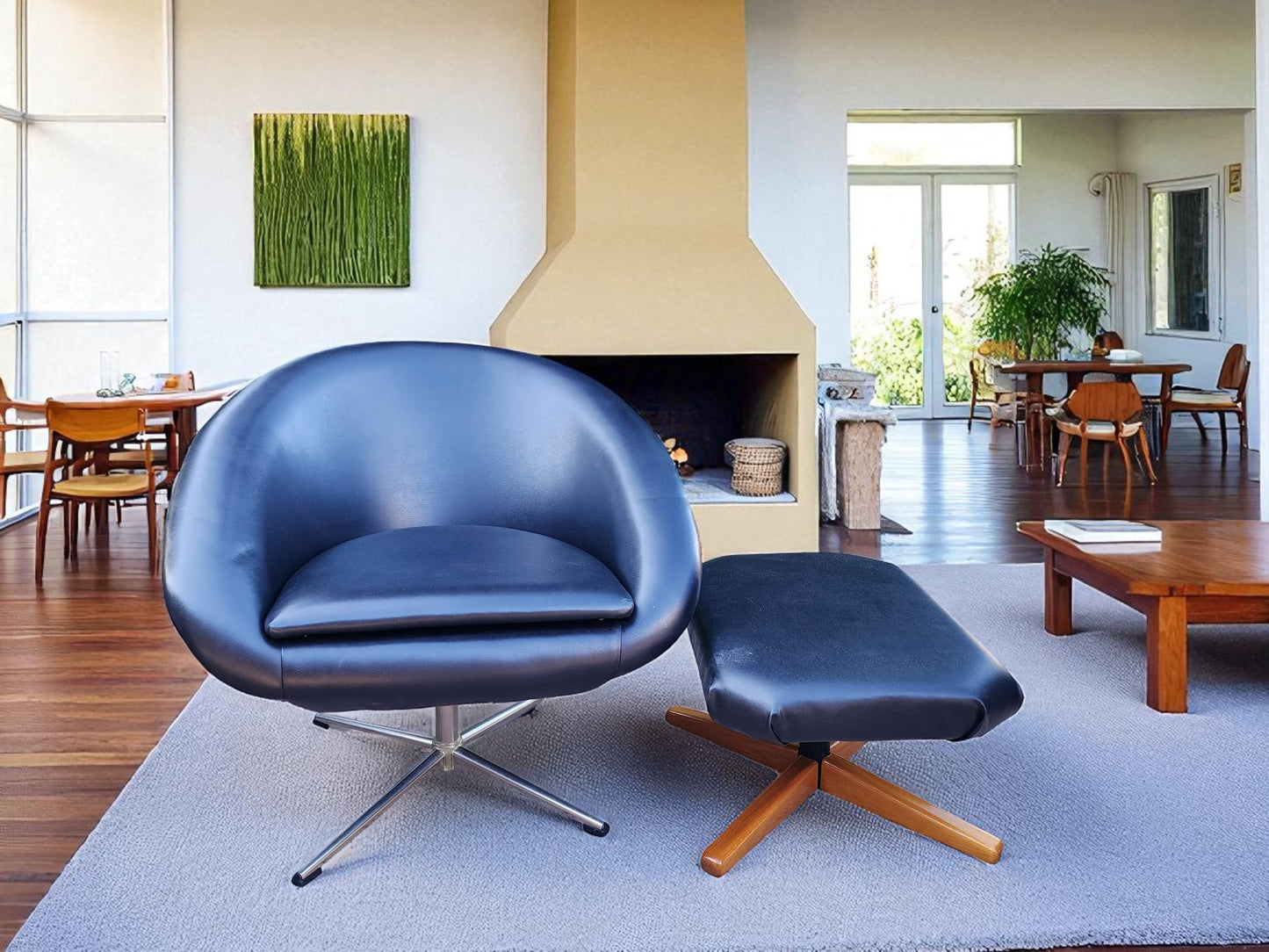 2 Mid Century Modern Pod Chairs by Overman with free Foot Stools