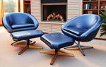 2 Mid Century Modern Pod Chairs by Overman with free Foot Stools 6