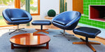 2 Mid Century Modern Pod Chairs by Overman with free Foot Stools 8
