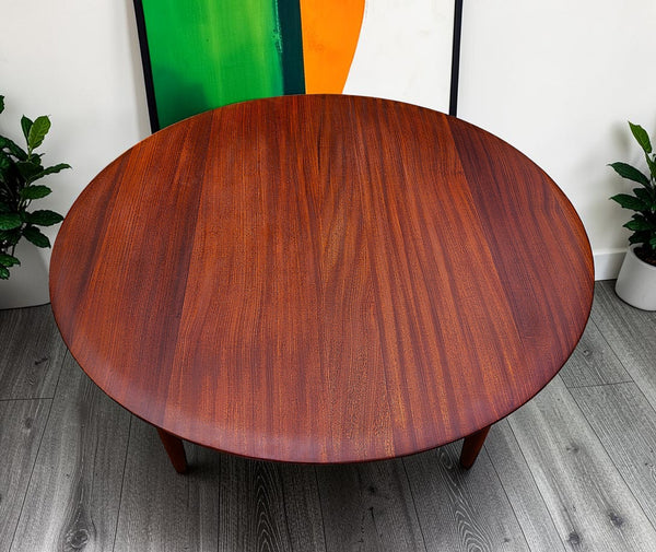 REFINISHED MCM SOLID Teak Coffee Table Round by Imperial D 39"
